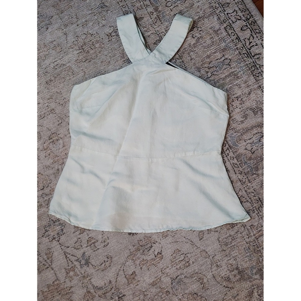 Ann Taylor Factory Linen Halter Top Classic Coastal Summer Vacation Sea Green 6